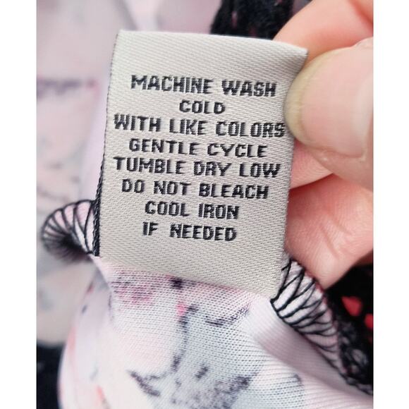 Bailey Blue Stretch Knit & Mesh Dress Women's Sz L Multicolor Floral Sort Sleeve - Picture 9 of 12